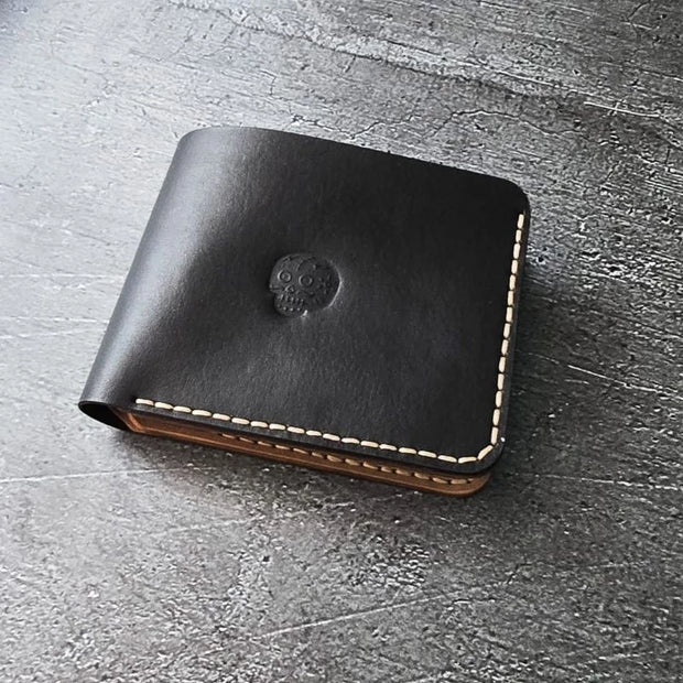 SMITH BN Black Natural Two Tone Full Natural Tanned Leather Wallet