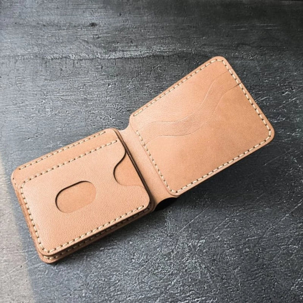 SMITH BN Black Natural Two Tone Full Natural Tanned Leather Wallet