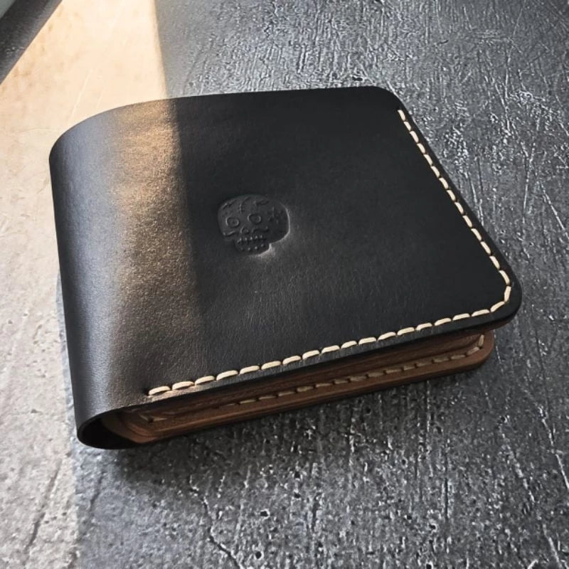 SMITH BN Black Natural Two Tone Full Natural Tanned Leather Wallet