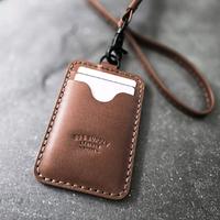 BDS Brooks Brown Handcrafted Leather Lanyard ID Card Holder Triple Slot